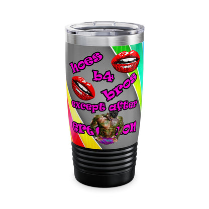 hoes b4 bros - Ringneck Tumbler, 20oz (rainbow split)