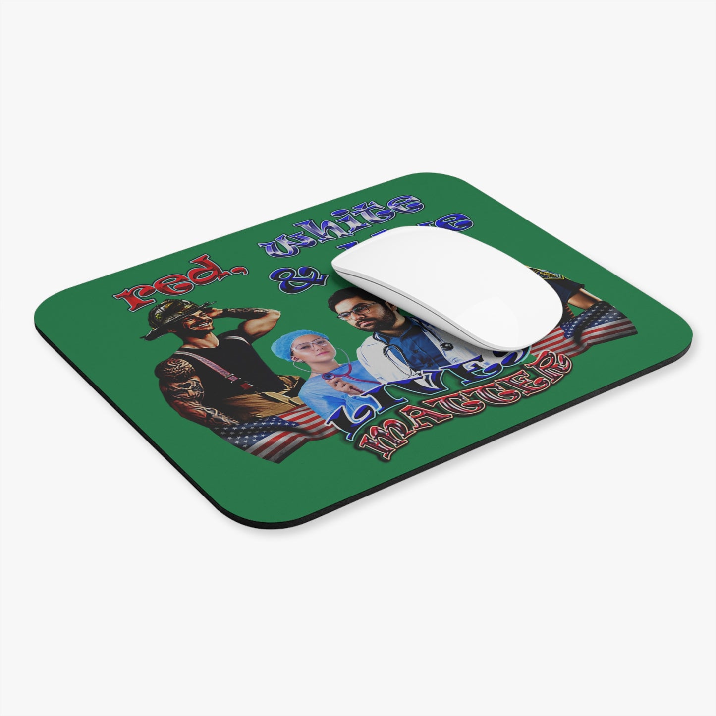 rw&b lives matter - Mouse Pad (Rectangle) (dark green)