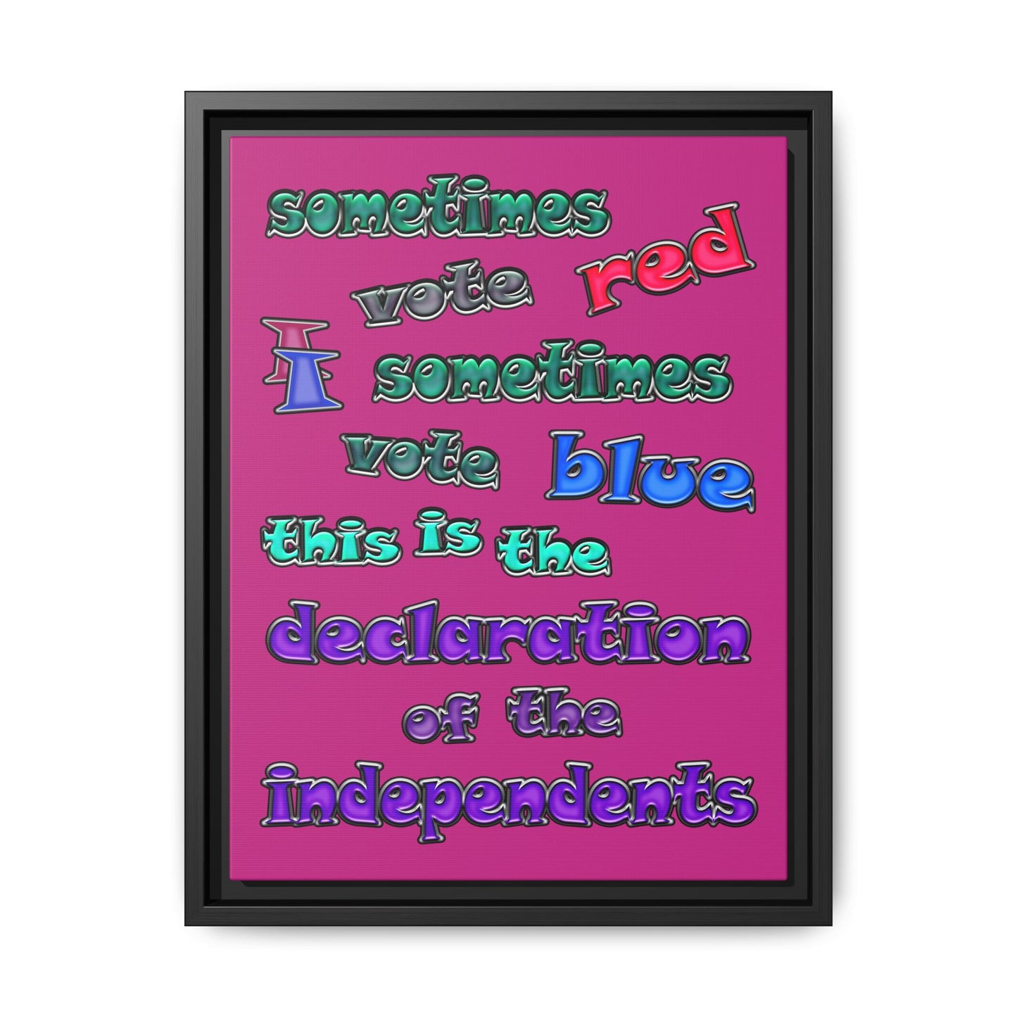 declaration of the independents - framed canvas art (pink)