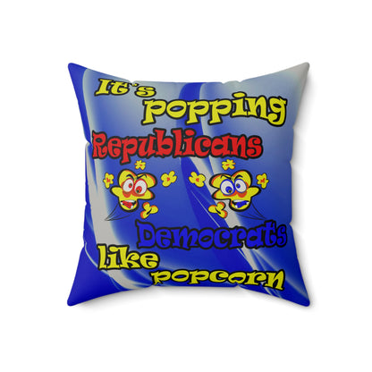popping like popcorn - Faux Suede Square Pillow - (blue-white wave)