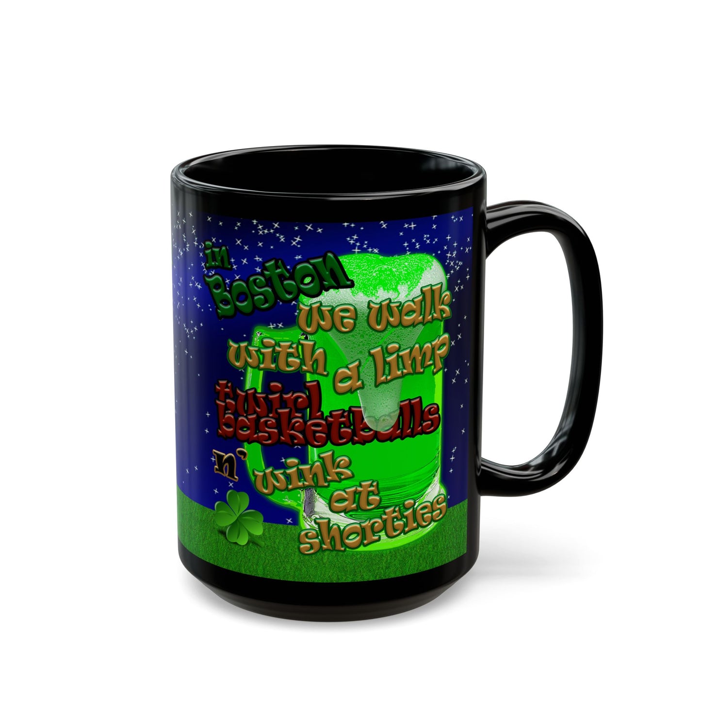 celtics logo - Black Mug ('snoops' background)