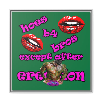 hoes b4 bros - framed canvas art (dark green)