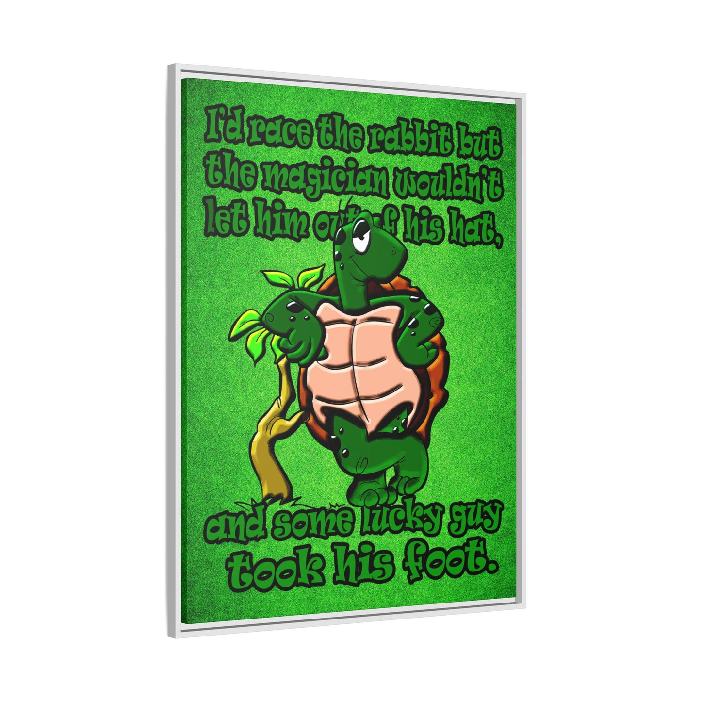 turtle race - framed canvas art (green turf)