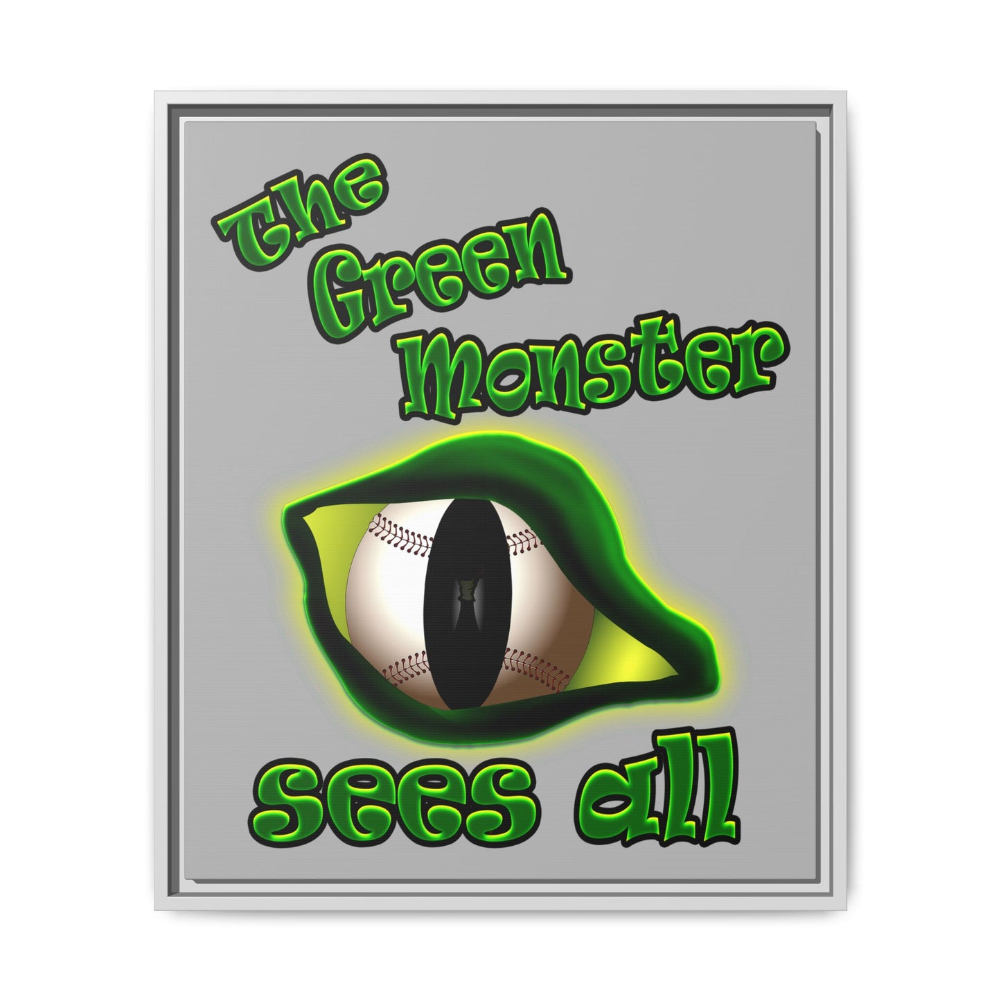 green monster - framed canvas art (light grey)