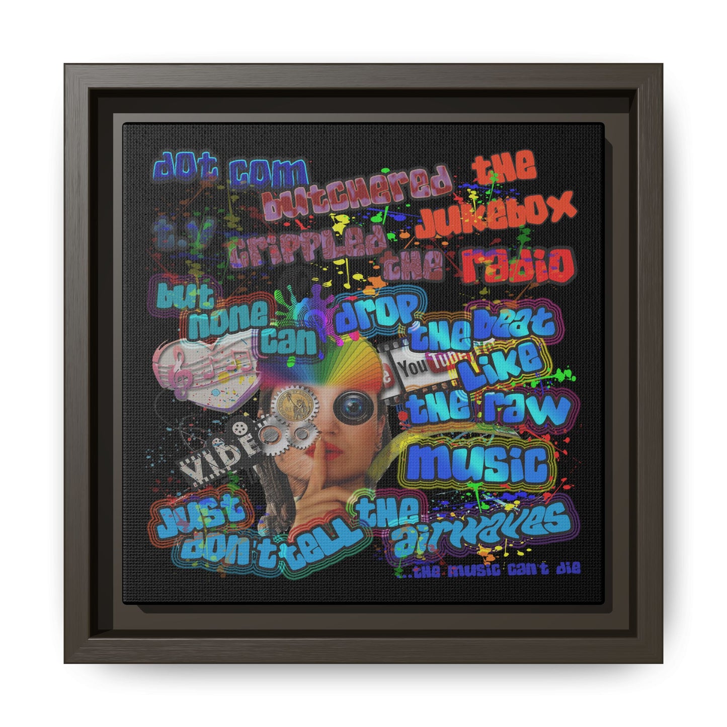 drop the beat - framed canvas art (black)