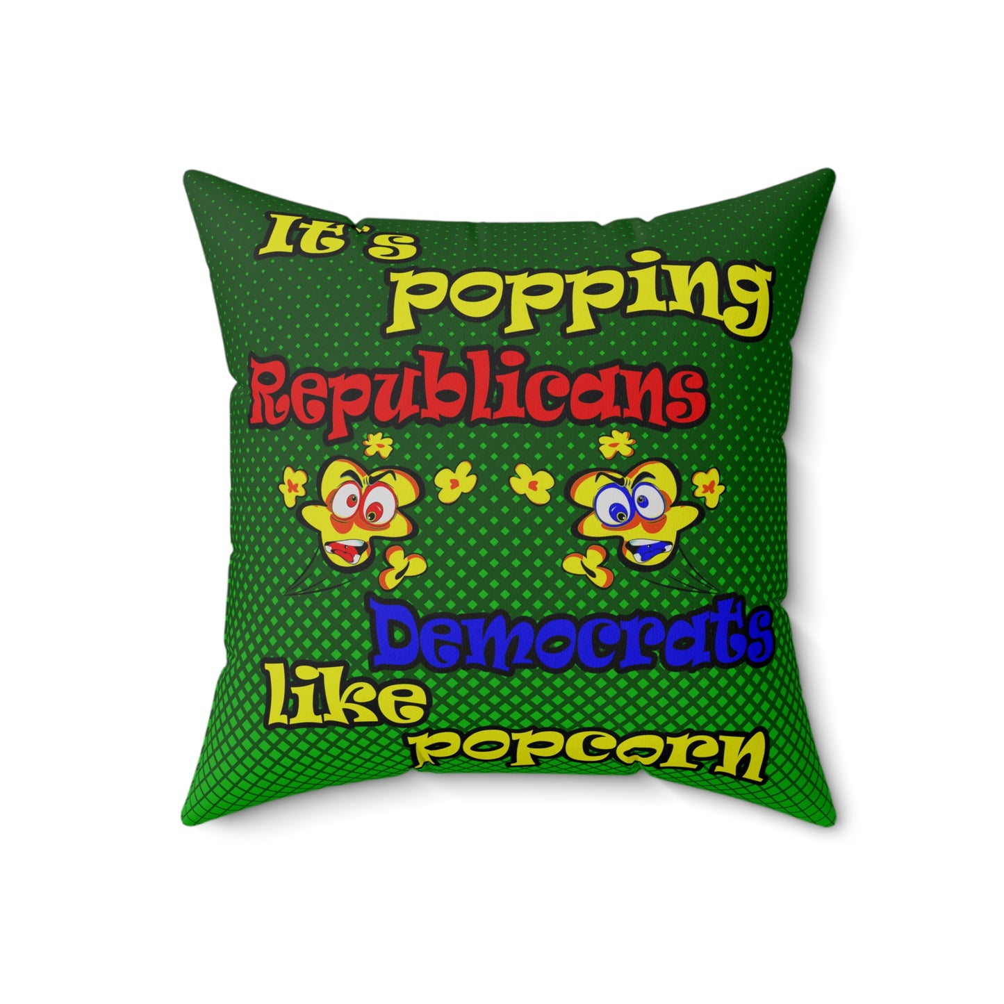 popping like popcorn - Spun Polyester Square Pillow - (logo green)