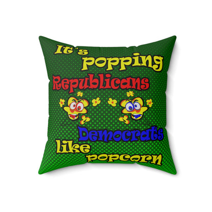 popping like popcorn - Spun Polyester Square Pillow - (logo green)