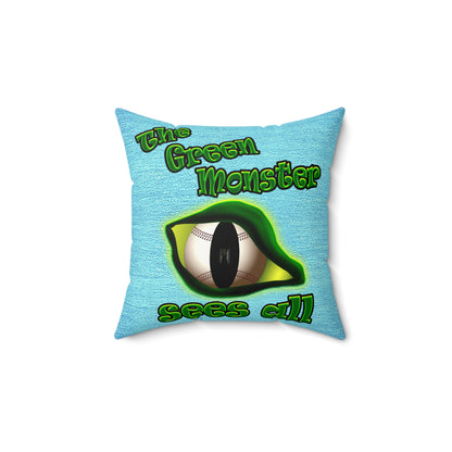 green monster - Faux Suede Square Pillow - (faded blue)