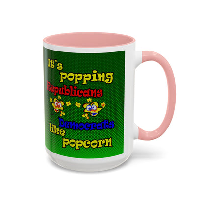 popping like popcorn - Accent Mug (logo green)