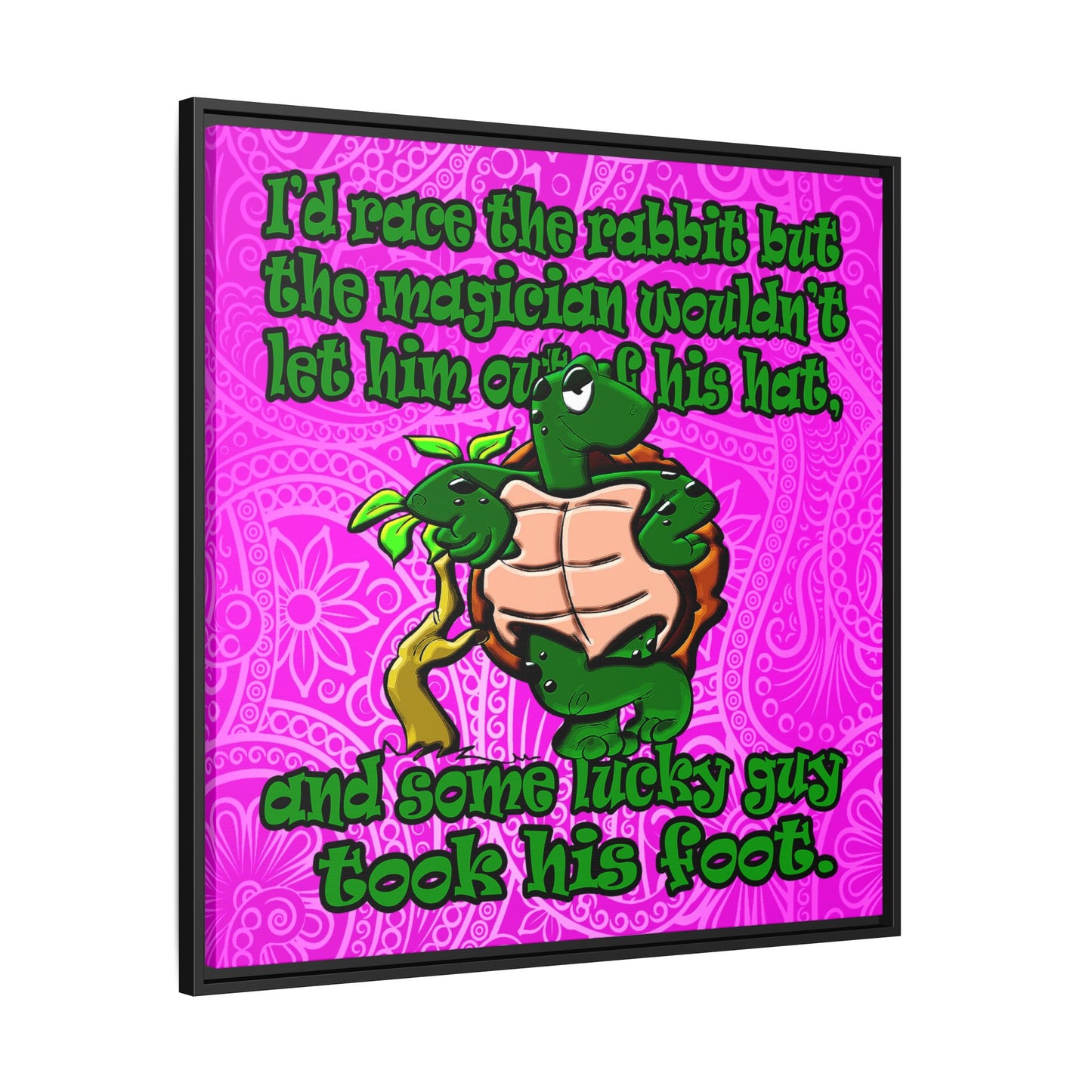 turtle race - framed canvas art (pink swirl)