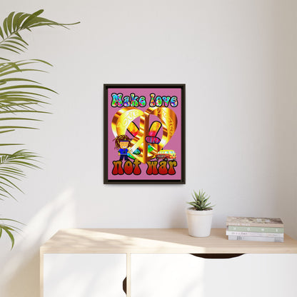 love peace - framed canvas art (light pink)