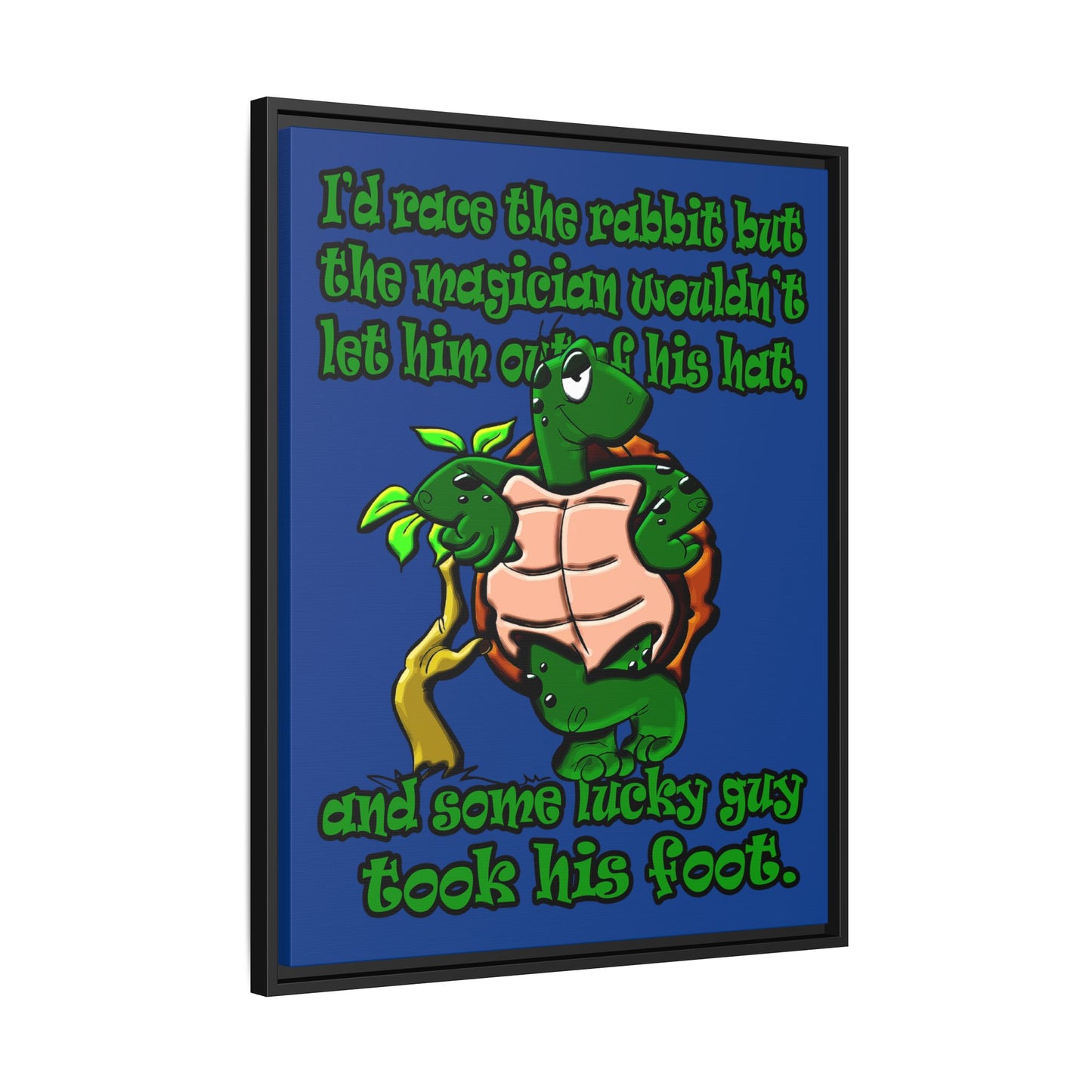 turtle race - framed canvas art (dark blue)