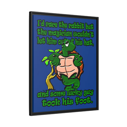 turtle race - framed canvas art (dark blue)