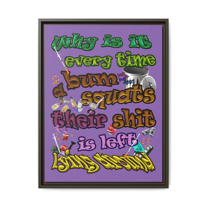 the bum's shit - framed canvas art (light purple)