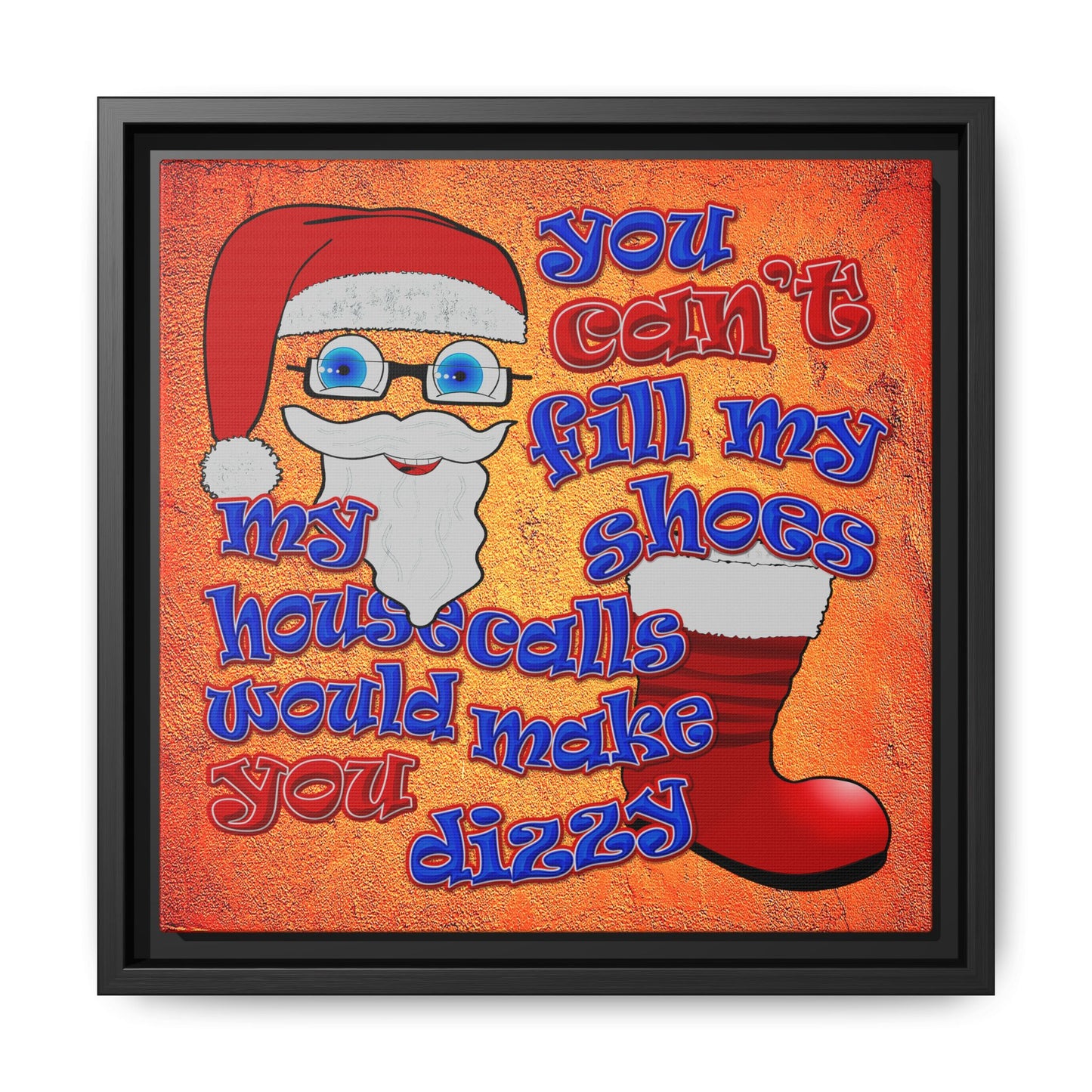 santa's shoes - framed canvas art (burnt orange)