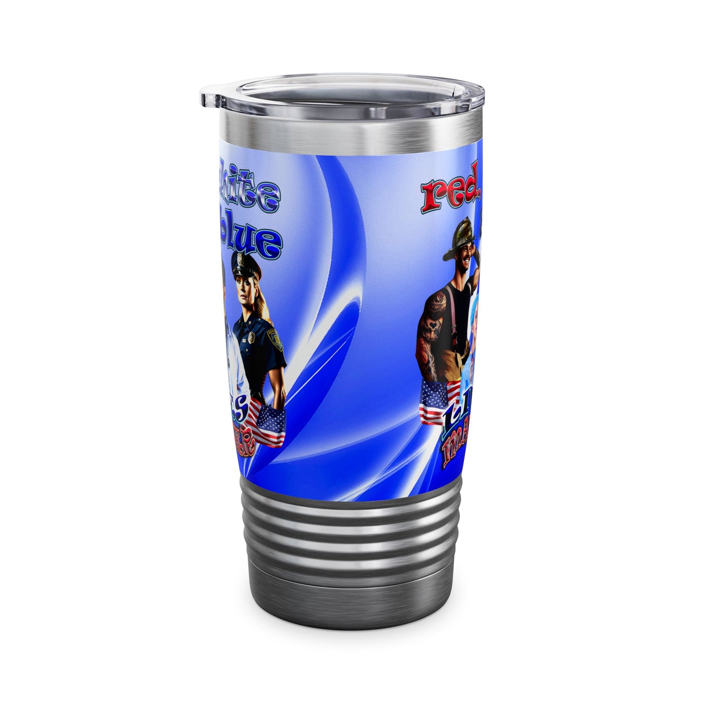 rw&b lives matter - Ringneck Tumbler, 20oz (blue-white wave)