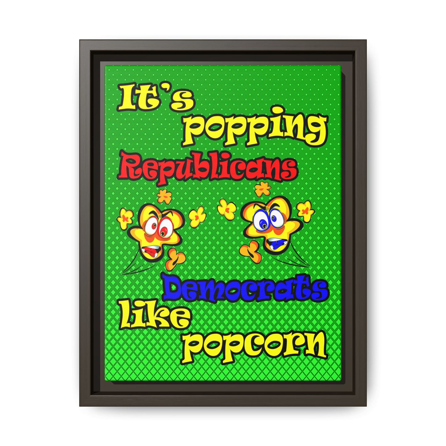 popping like popcorn - framed canvas art (logo green)