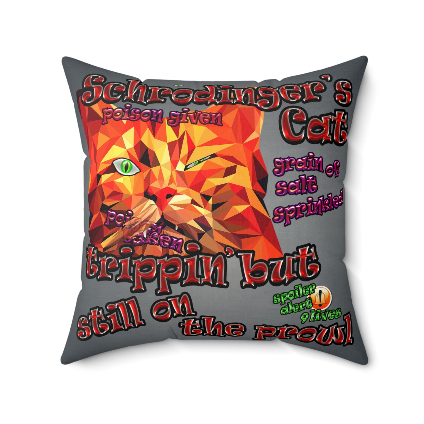 schrodinger's cat - Faux Suede Square Pillow - (grey-light grey)
