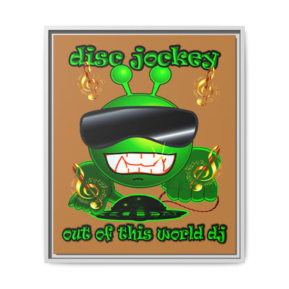 disc jockey - framed canvas art (light brown)