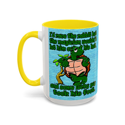 turtle race - Accent Mug (faded dark blue)