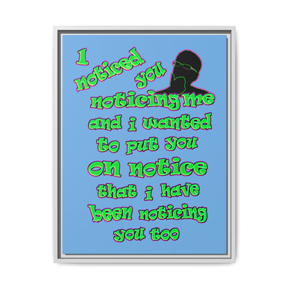 noticed you noticing - framed canvas art (light blue)