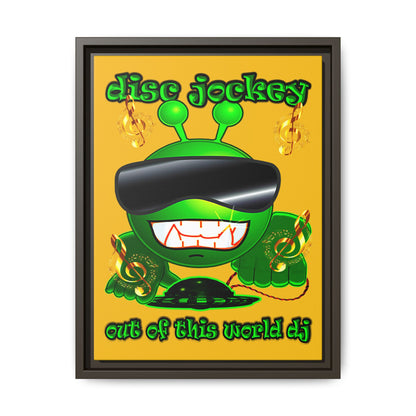 disc jockey - framed canvas art (yellow)