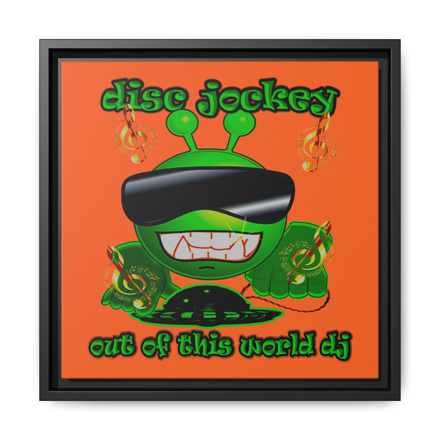 disc jockey - framed canvas art (orange)