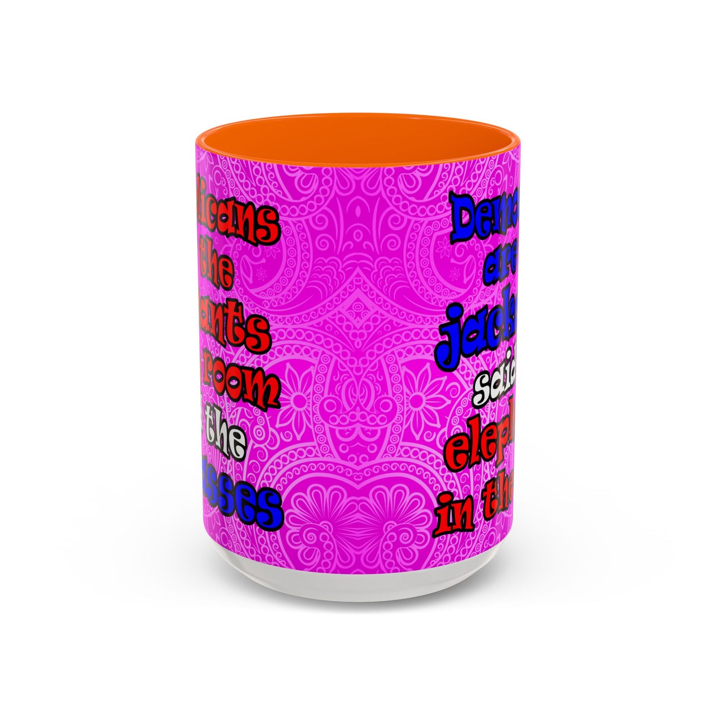 donkeys and elephants - Accent Mug (pink swirl)