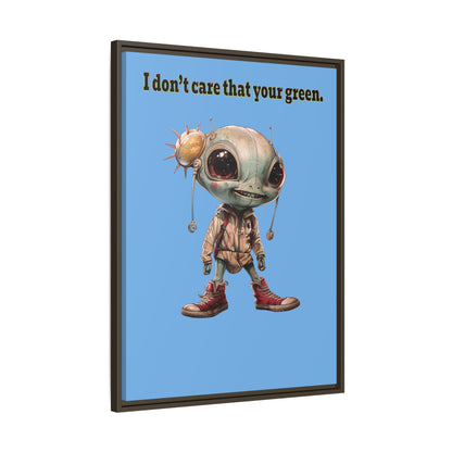 I don't care that your green - framed canvas art (light blue)