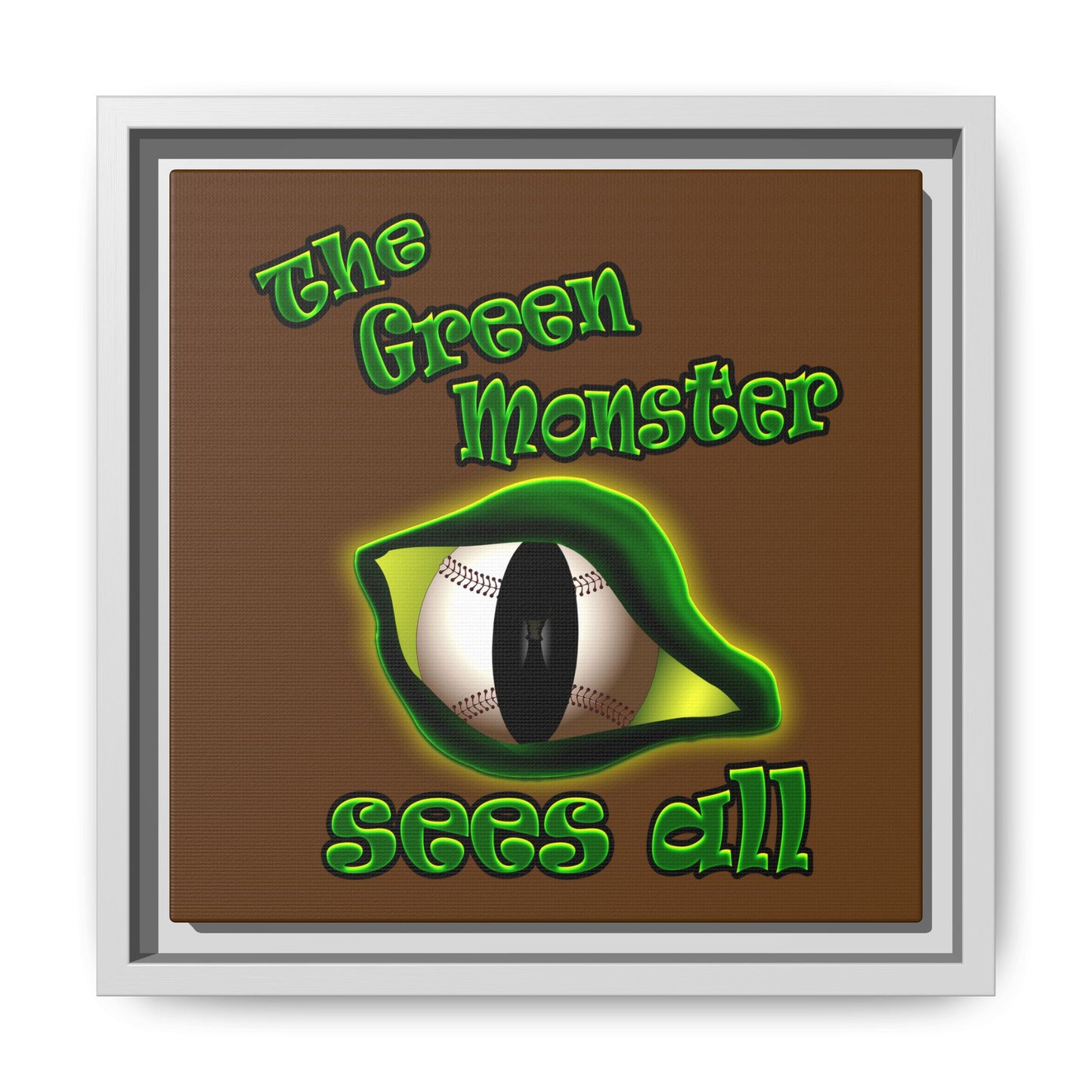 green monster - framed canvas art (brown)