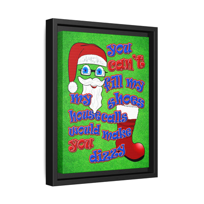 santa's shoes - framed canvas art (green turf)