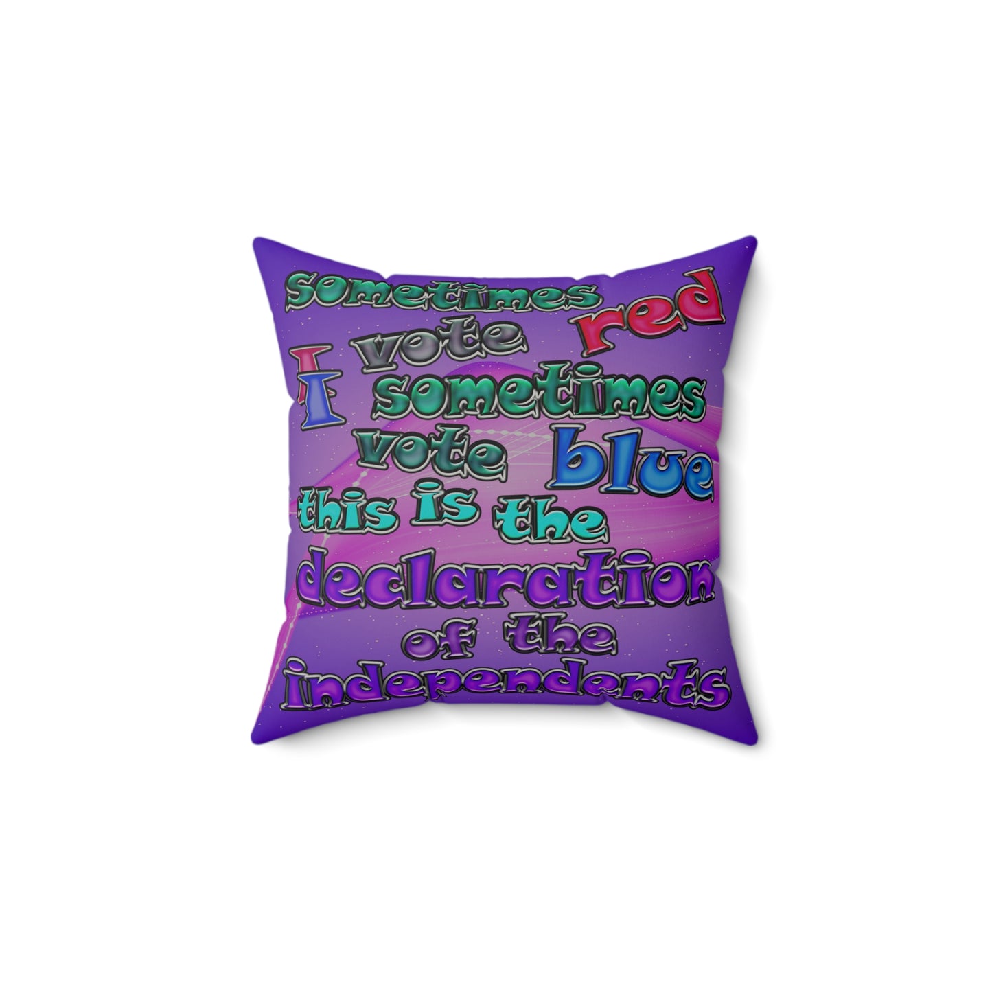 declaration of the independents - Faux Suede Square Pillow - (purple-pink wave)