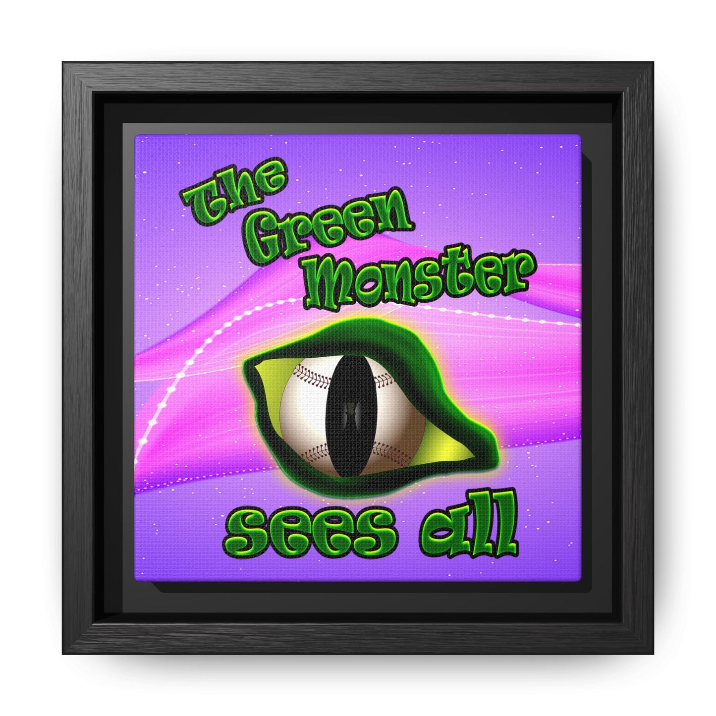 green monster - framed canvas art (purple-pink wave)