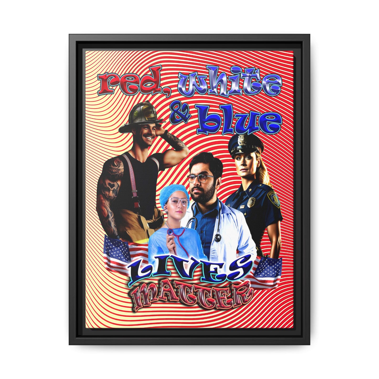 rw&b lives matter - framed canvas art (yellow-orange wave)
