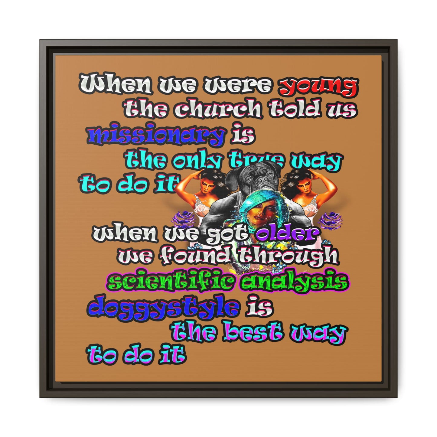 doggystyle - framed canvas art (light brown)