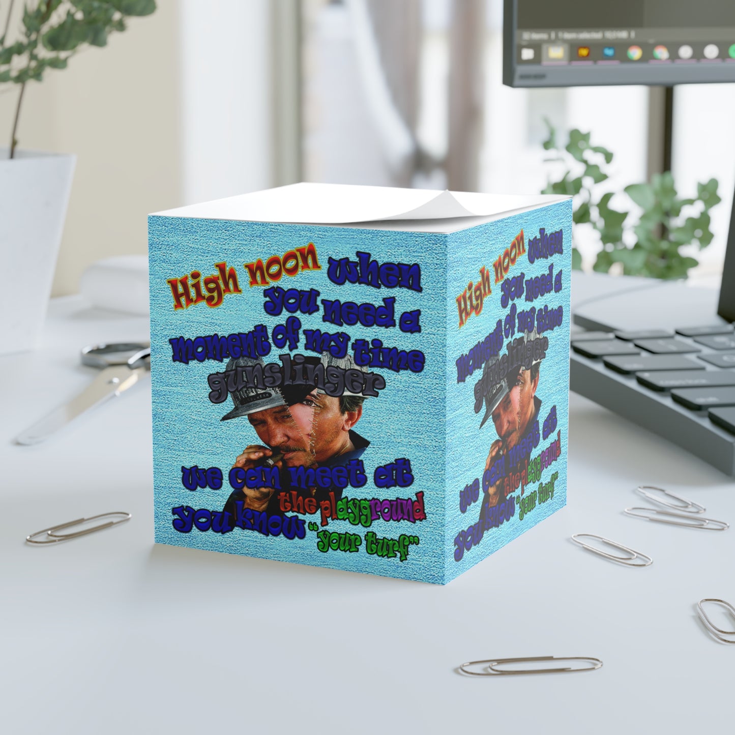 high noon - note cube (faded blue)