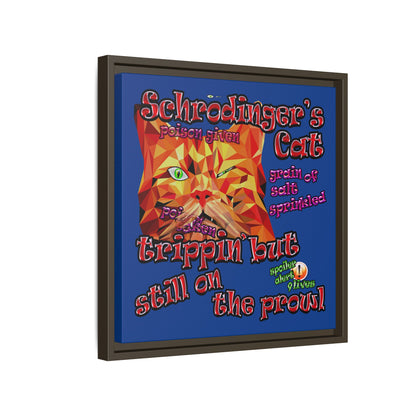 schrodinger's cat - framed canvas art (dark blue)
