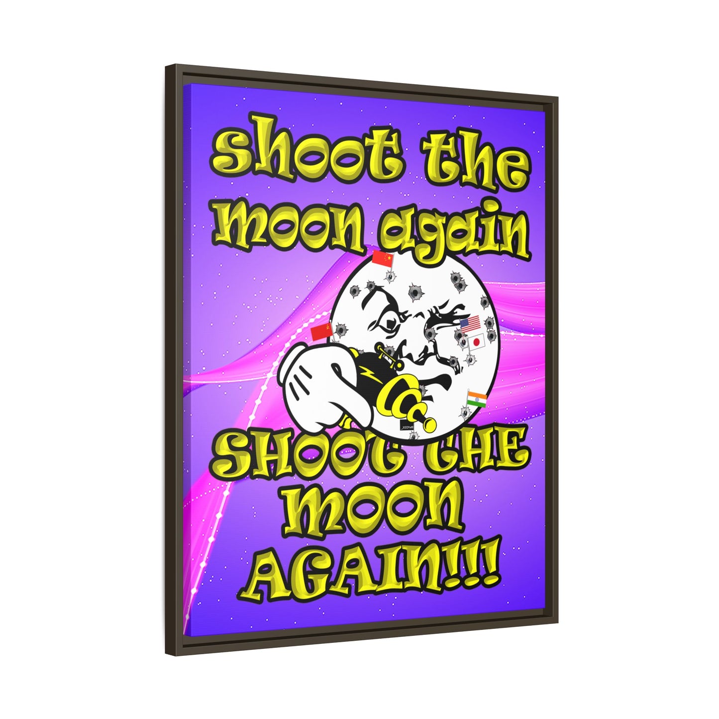 shoot the moon again - framed canvas art (purple-pink wave)