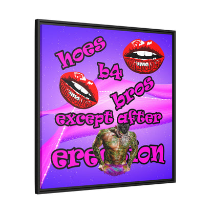 hoes b4 bros - framed canvas art (purple-pink wave)