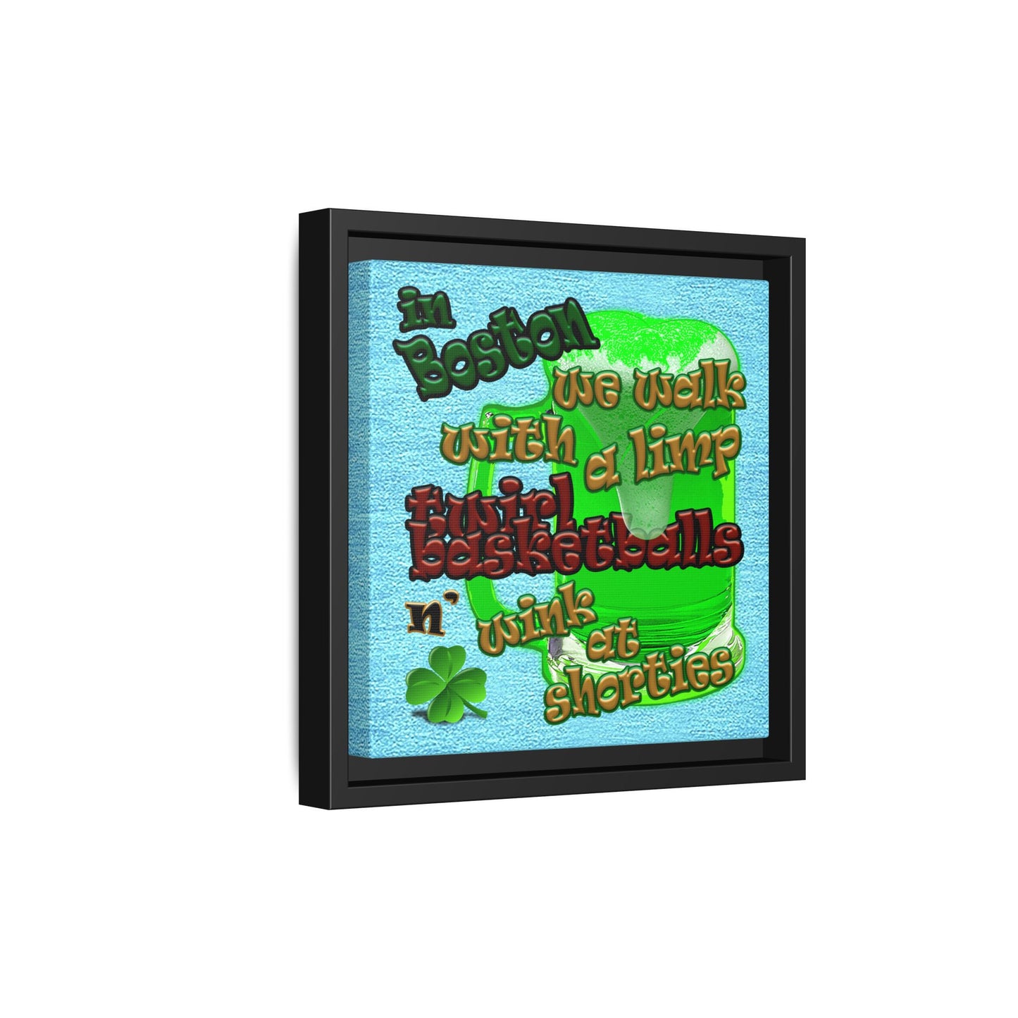 celtics logo - framed canvas art (faded blue)