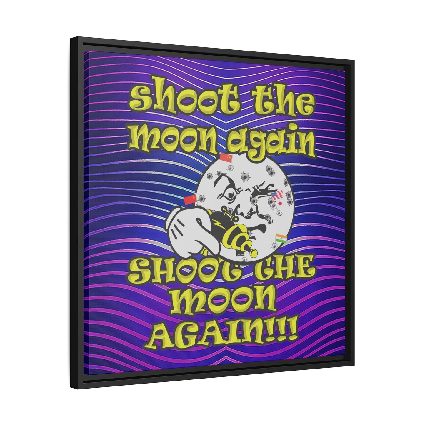 shoot the moon again - framed canvas art (purple wave)