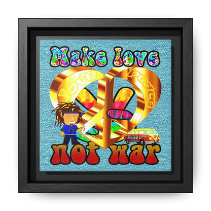 love peace - framed canvas art (faded blue)