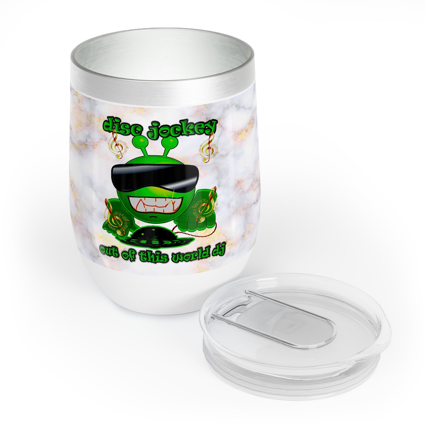 disc jockey - Chill Wine Tumbler (white marble)