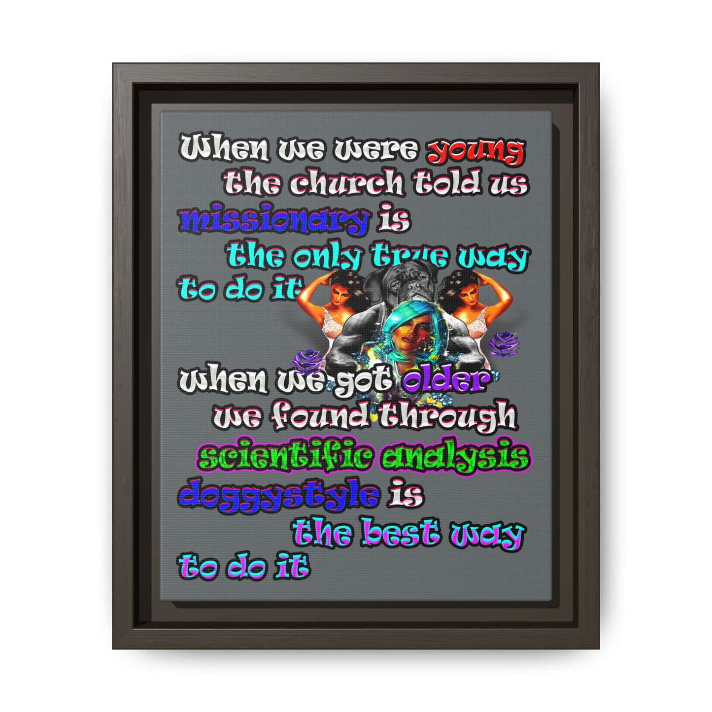 doggystyle - framed canvas art (dark grey)