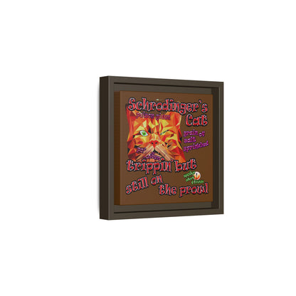 schrodinger's cat - framed canvas art (brown)