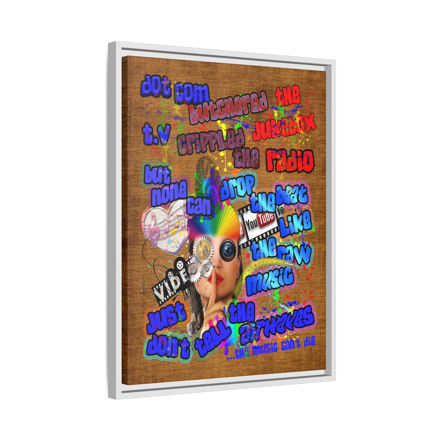 drop the beat - framed canvas art (brown papyrus)