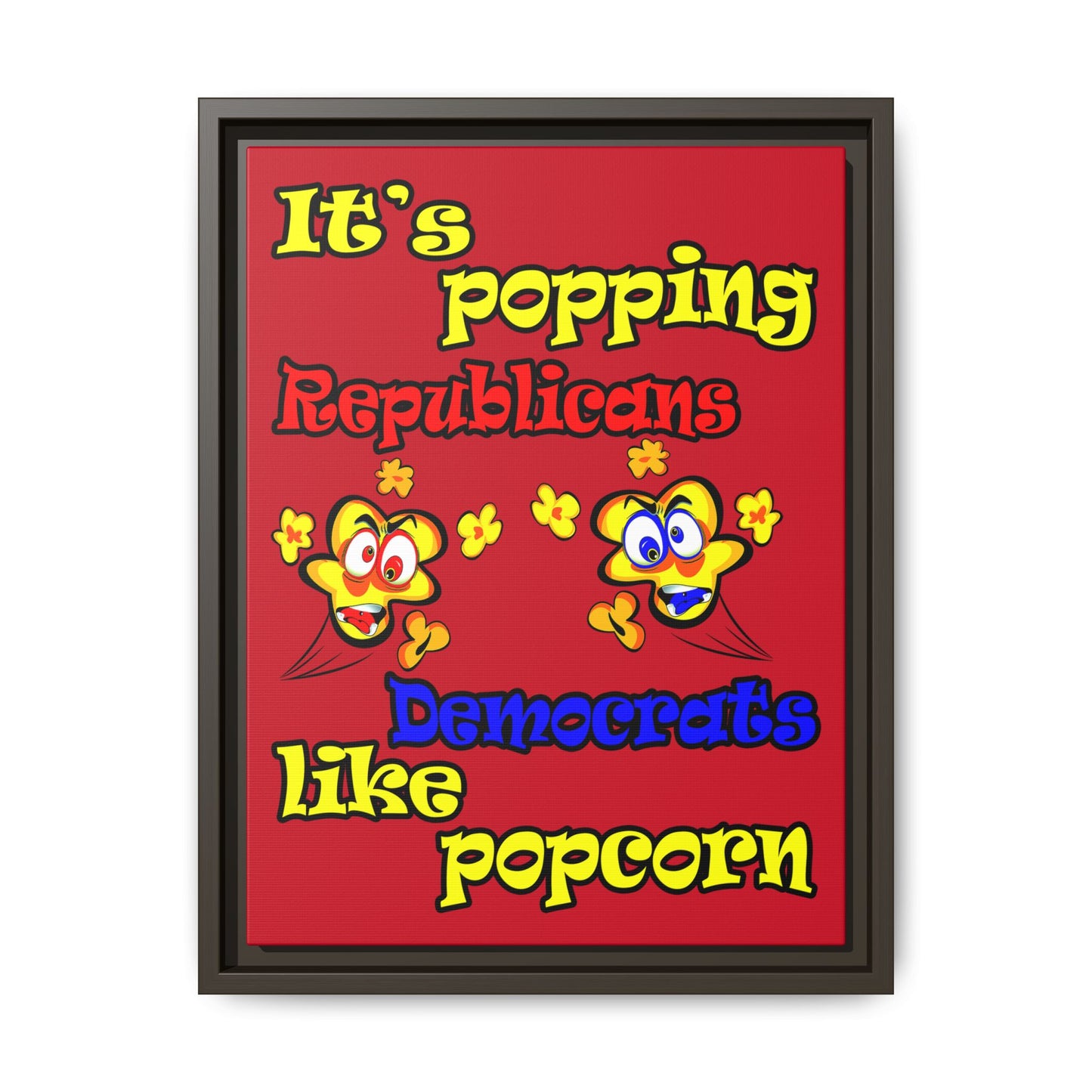 popping like popcorn - framed canvas art (dark red)