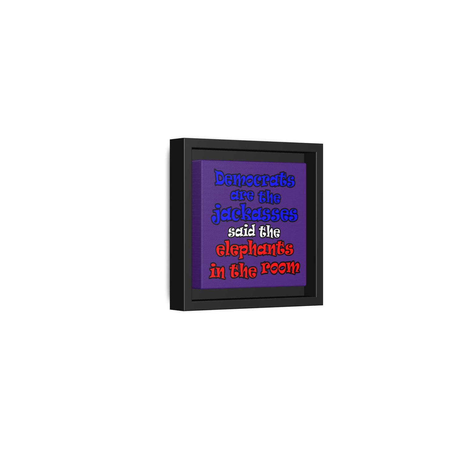 donkeys and elephants - framed canvas art (purple)