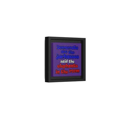 donkeys and elephants - framed canvas art (purple)