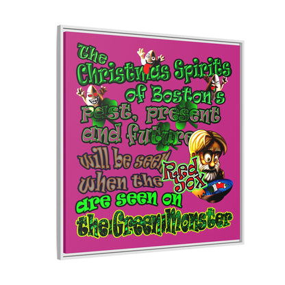 christmas spirits of boston - framed canvas art (pink)